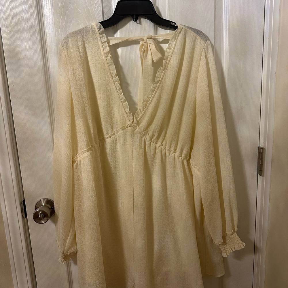 H&M Cream Textured Long Sleeve romper
